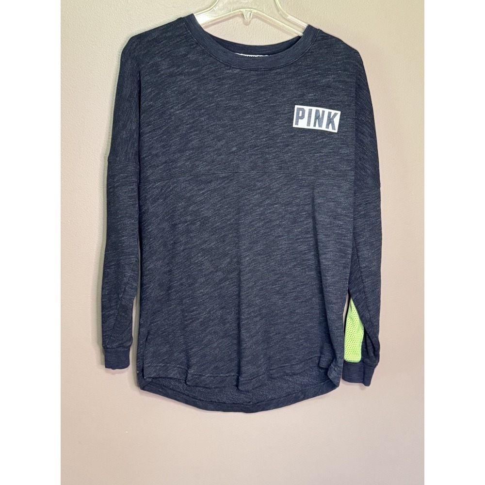 Victoria's Secret PINK Gray Pullover Sweatshirt Neon Mesh Size S 345868-484